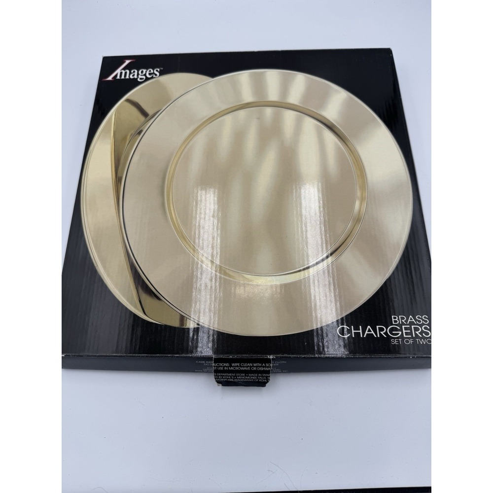 Images Set If 2 Brass Charger Plates